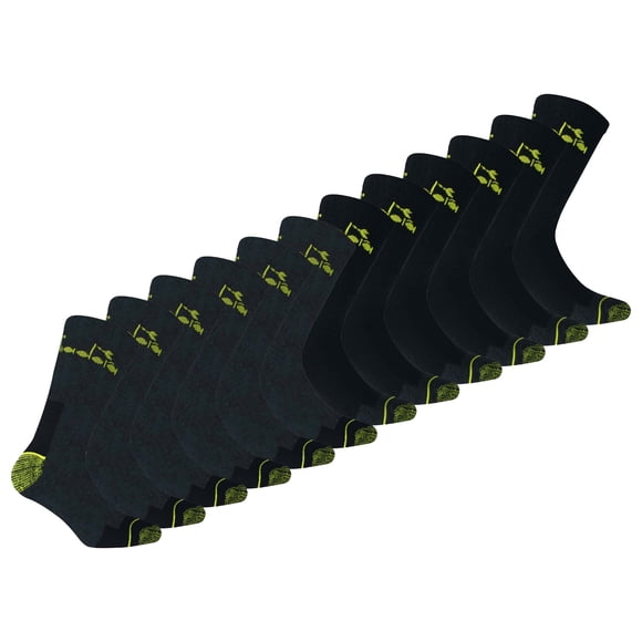 Diadora Calcetines de Trabajo Unisex, Paquete de 12 - Calcetines Deportivos, Algodón, Logotipo, color sólido Negro/antracita 39-42