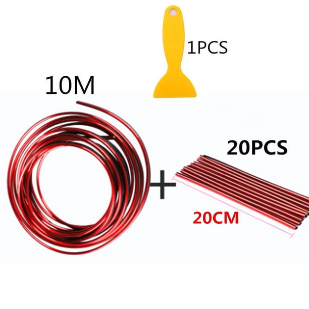 RV Tira de ajuste interior del coche roja (línea de ajuste interior de 32.8 ft + 20 tiras de ventilación), accesorio decorativo universal para línea de estilo de coche, accesorio decorativo de tira fl