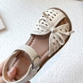 thumbnail image 6 of Girls Bow Sandals Closed Toe Breathable Woven Kids Little Kid Faux Faux Leather Beige Summer,Size 8.5 M, 6 of 7