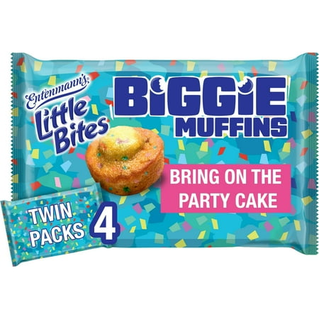 (2 Pack) Little Bites Bring On The Party Cake Biggie Muffins 4 twin packs Cake and Sprinkles Muffins 9.5 oz Tray