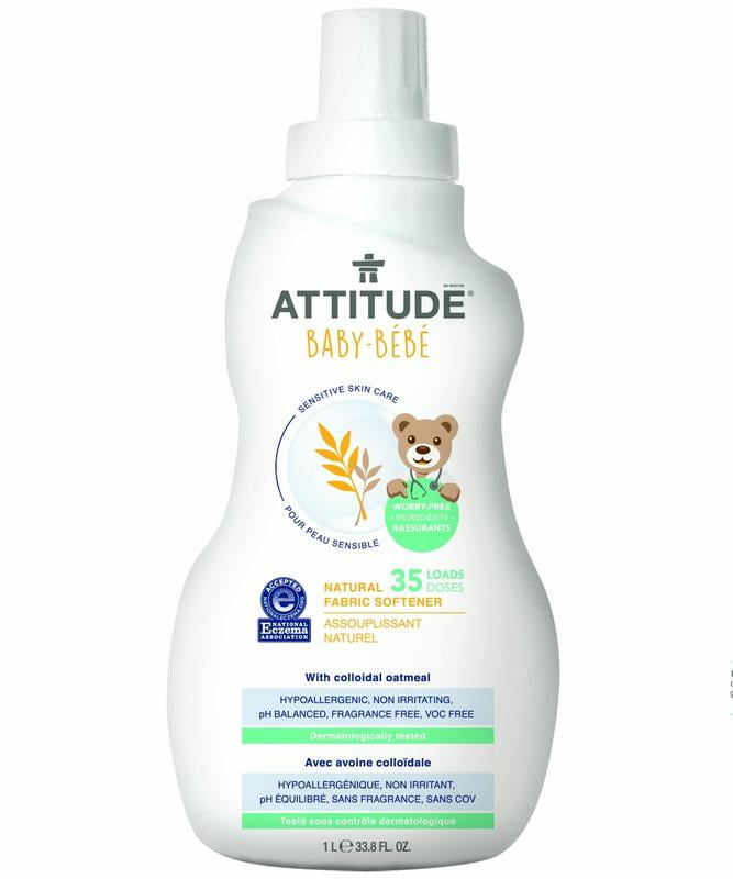 Attitude Baby Sensitive Skin Care Natural Fabric Softener, Fragrance Free, 35 Loads