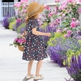 thumbnail image 5 of FORMRS Girls Short Sleeve Dress Summer Casual Round Neck A-line Beach Sundress, Sizes 2T-8T, Red Starry Pattern, 5 of 8