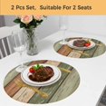 thumbnail image 5 of Farmhouse Sage Green Brown Round 15 Inch Placemats Set of 2, Vintage Wooden Striped HeatResistant Non Slip Place Mats for Dining Table, Wipeable Braided Kitchen Table Mats for Housewarming, 5 of 9