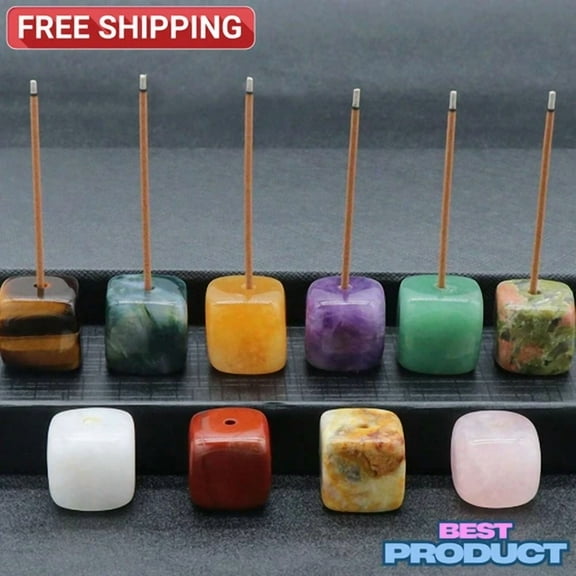 ELVY- 1Pc Incense Holder Natural Stone Square Stone Craft Mini Stick Base For Home New