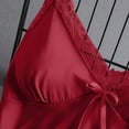 thumbnail image 5 of Cute Lingerie V-Neck Eyelash Silk Stain Camisole Pajamas Bowknot Shorts Bodysuit Red XL, 5 of 5
