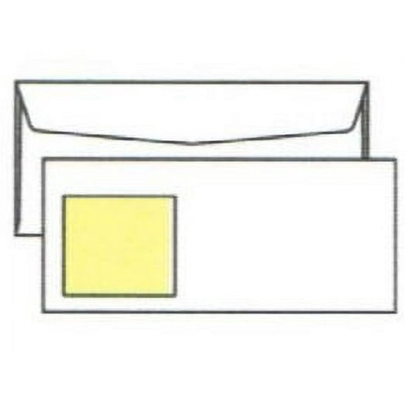 No. 10 Peel 'n View Direct Mail Envelopes, 4-1/8" x 9-1/2", White Sulphite w Detachable Yellow Note over Hidden 2-11/16" x 3" Window, Vellum Finish (SFI Certified) - Box of 500 Envelopes