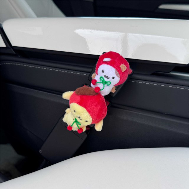 HelloKittys My Melody Kuromi muñeco de peluche de dibujos animados, Clip de hebilla de cinturón de seguridad de coche, accesorios decorativos de Interior de coche Kawaii