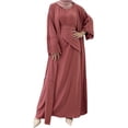 thumbnail image 2 of Vestido Abaya musulmán para mujer, conjunto de tres piezas, bata de oración islámica, frente abierto, vestido maxi cárdigan fluido, 2 of 5
