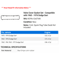 thumbnail image 2 of Valve Cover Gasket Set - Compatible with 1960 - 1976 Dodge Dart 1961 1962 1963 1964 1965 1966 1967 1968 1969 1970 1971 1972 1973 1974 1975, 2 of 2