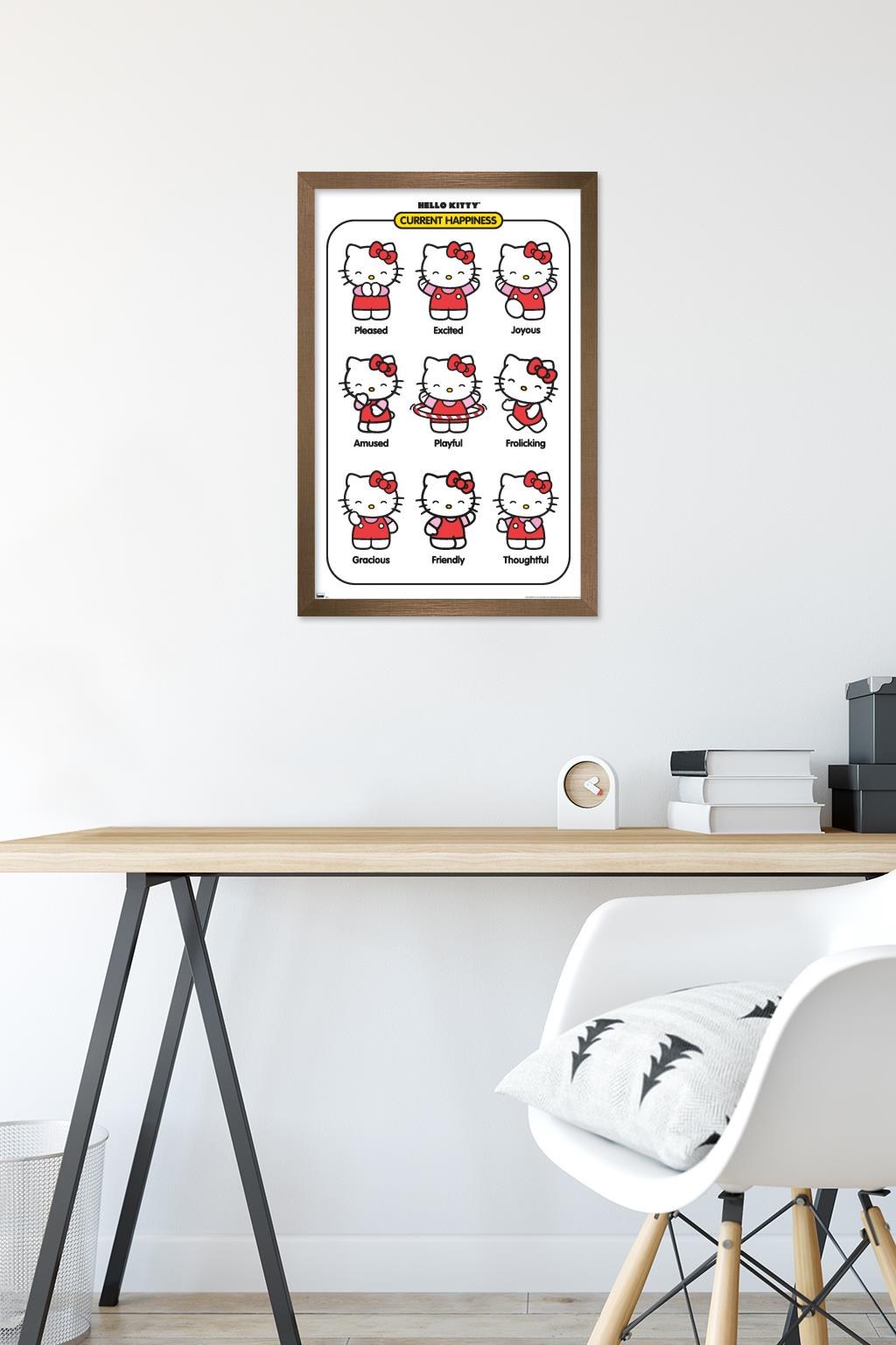 Hello Kitty - Current Happiness Wall Poster, 14.725" x 22.375" Framed