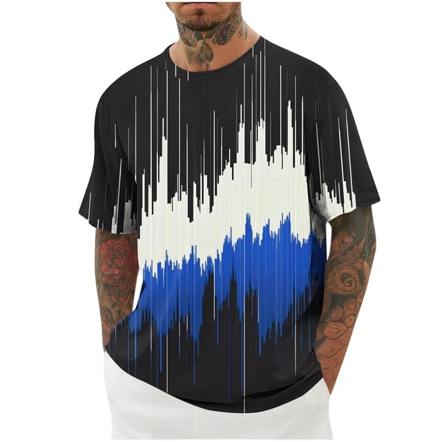 Tops para hombre, blusas y camisas de cuello redondo y manga corta para hombre, blusas casuales de moda con cuello redondo y manga corta, blusas para hombre, blusas de poliéster para hombre