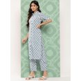 thumbnail image 5 of Janasya Women's White Cotton Floral Printed Kurta with Pant, 5 of 8