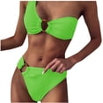 thumbnail image 2 of Traje de baño para mujer, conjunto de bikini sin espalda con cuerpo dividido de color sólido para mujer, trajes de baño para mujer, 2 of 3