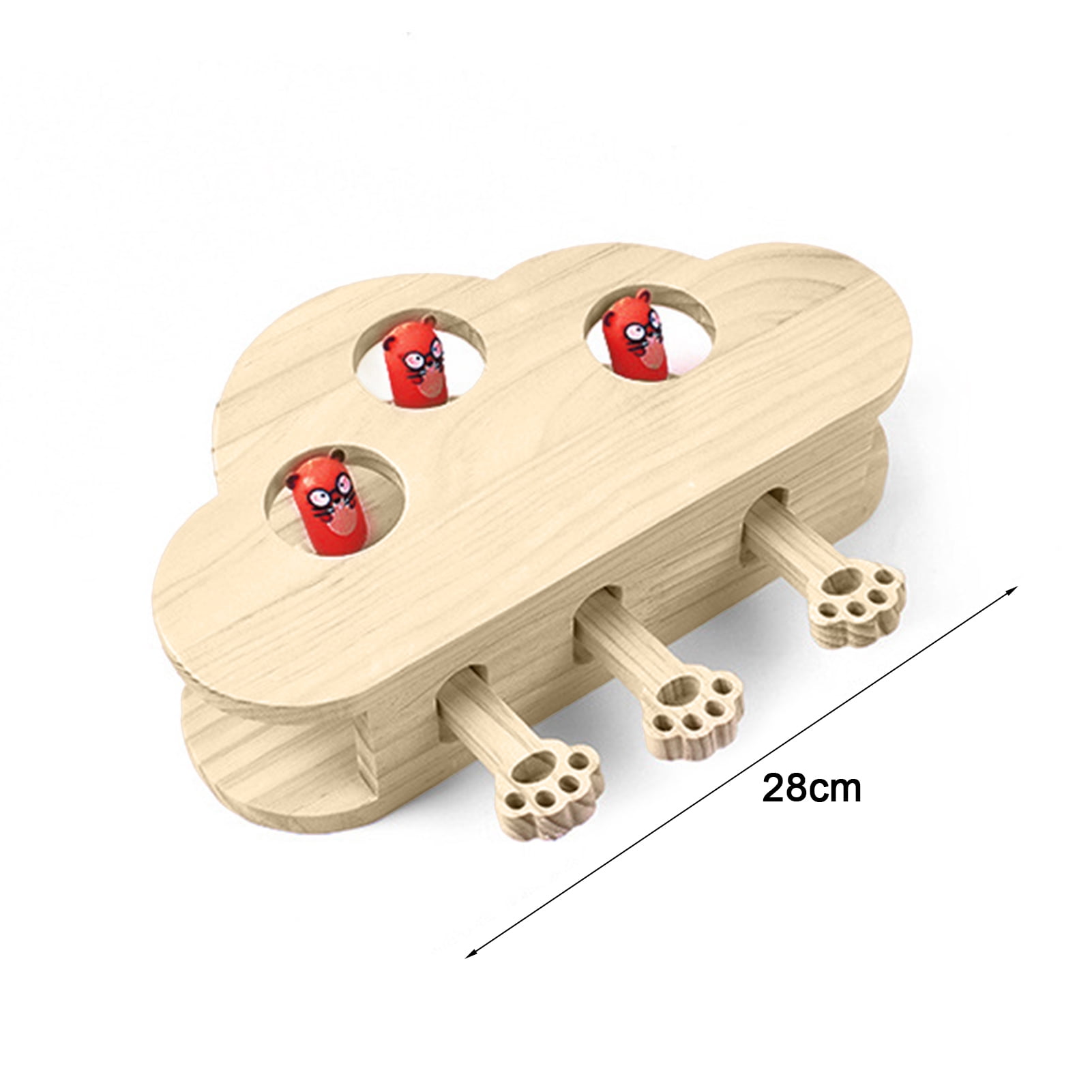 YIFAEUX Whack-A-Mole Cat Toy Wooden Interactive Cloud Shaped Cat Toy Whack A Mole Game Scratcher Cat Toy for Indoor Use