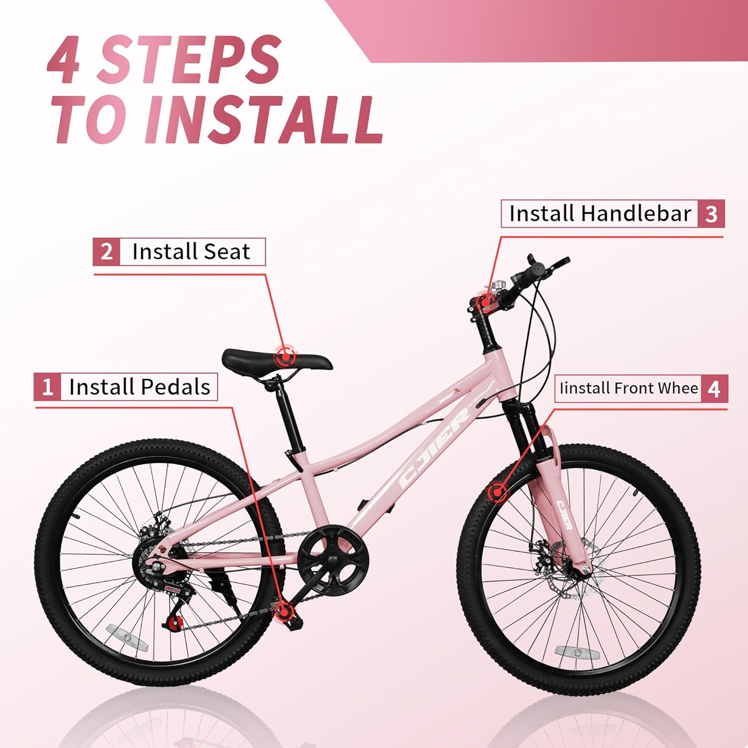 20 Inch Mountain Bike for Kids, Akaber Bicycles for Boys Girls 6-14 Years, 7 Speed Gears, Suspension Fork, Dual Disc Brakes, Anti-Slip Tires