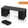 thumbnail image 2 of 60 Inch Computer Desk with 8 Drawers, Home Office Desk with Power Outlets, Work Study Gaming Desk with 8 Fabric Drawers, Black, 2 of 9