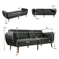 thumbnail image 2 of Gymax Convertible Futon Sofa Bed PU Adjustable Couch Sleeper w/Wood Legs Black, 2 of 10