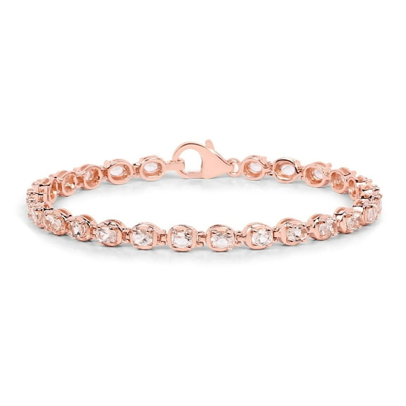 18K Rose Gold Morganite Tennis Bracelet for Women, 3.75 Ct Oval Gemstones, June Birthstone Gift