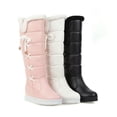 thumbnail image 4 of Botas de nieve para mujer, otoño e invierno, nuevas, cálidas, con relleno de algodón, punta redonda, aumento de altura interior, cordones laterales, botas hasta la rodilla para mujer, 4 of 6