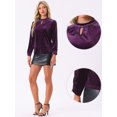 thumbnail image 2 of DARING DIVA Women's Velvet Long Sleeve Stand Collar Elegant Blouses S Purple, 2 of 5