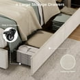 thumbnail image 5 of GAOMON Full Size Bed Frame with 4 Storage Drawers - Corduroy Upholstered Platform Bed, Tufted Wingback Headboard, Wood Slat Support, No Box Spring Needed, Beige, 5 of 7