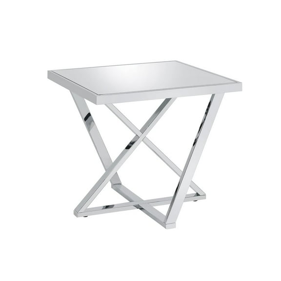 Furniture of America Ludington Contemporary Metal End Table in Chrome