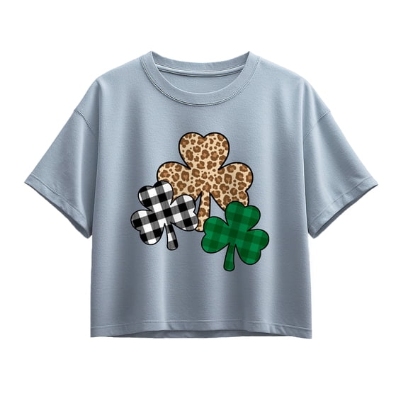 Instant Message - Patterned Shamrocks - Youth Girls Boxy T-Shirt