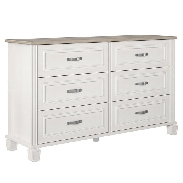 Commode à 6 tiroirs Rue Lane d’Ameriwood Home, chêne ivoire et chêne gris