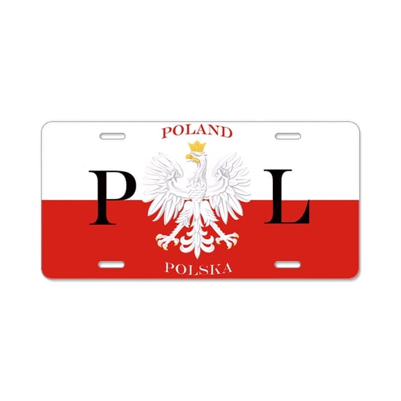 CafePress - Poland/Polska - Aluminum License Plate, Front License Plate, Vanity Tag