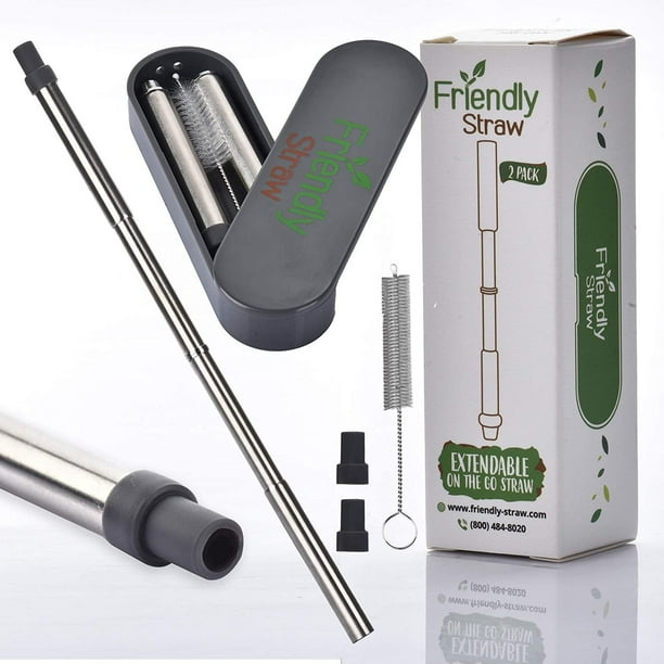 Friendly Straw Portable Reusable Drinking Straws, Telescopic Stainless