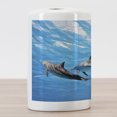 thumbnail image 3 of Dolphin Ceramic Toothbrush Holder, Underwater Photography of Dolphins Happily Swimming Ocean Animal Life Image Print, Decorative Versatile Countertop for Bathroom, 4.5" X 2.7", Blue Grey, 3 of 4