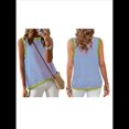 thumbnail image 3 of Camiseta Sin Mangas de Cuello Alto con Bloques de Color y Rayas Informales para Mujer, de Verano 2025, de Punto Holgado, de Corte Alto y Sin Mangas Verde S, 3 of 6
