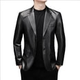 thumbnail image 3 of Chaqueta de piel de oveja Chaqueta corta de cuero genuino para hombre Traje de chaqueta de cuero suave Traje de moda con forro polar para otoño e invierno, 3 of 4