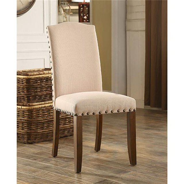 Benzara BM131287 Brentford Chaise d'Appoint de Transition&44; Noyer Rustique - Lot de 2