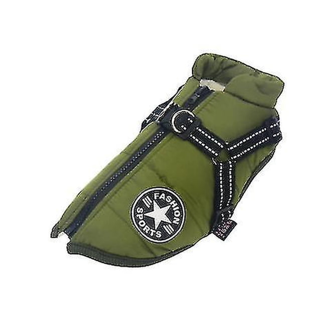 Chaqueta para perros grandes con arnés ropa de invierno cálida e impermeable para perros - verde XXL-dontodent Kuyhfg Sin marca