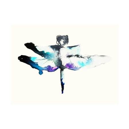 Pointillism Dragonfly Print - Turquoise & Violet Dragonfly Print Wall Art By Karin Johannesson