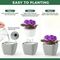 thumbnail image 5 of EFISPSS 6-Inch Grey Square Ceramic Self-Watering Pot for African Violets, Indoor Planter, 1 Count, 5 of 8