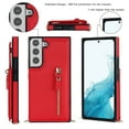 thumbnail image 2 of Nalacover Zipper Wallet Case for Samsung Galaxy S21 FE, Luxury PU Leather Crossbody Lanyard Shoulder Strap Magnetic RFID Blocking Cover with Kickstand Card Slots Holder Shockproof Case,Red, 2 of 10