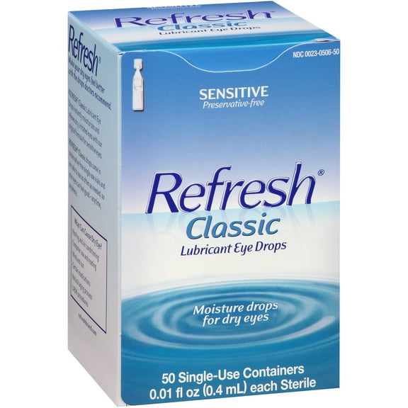 Refresh Classic Lubricant Eye Drops Non-Preserved Tears, 50 Single-Use Containers, 0.01 Oz (0.4 Ml), 3-Pack