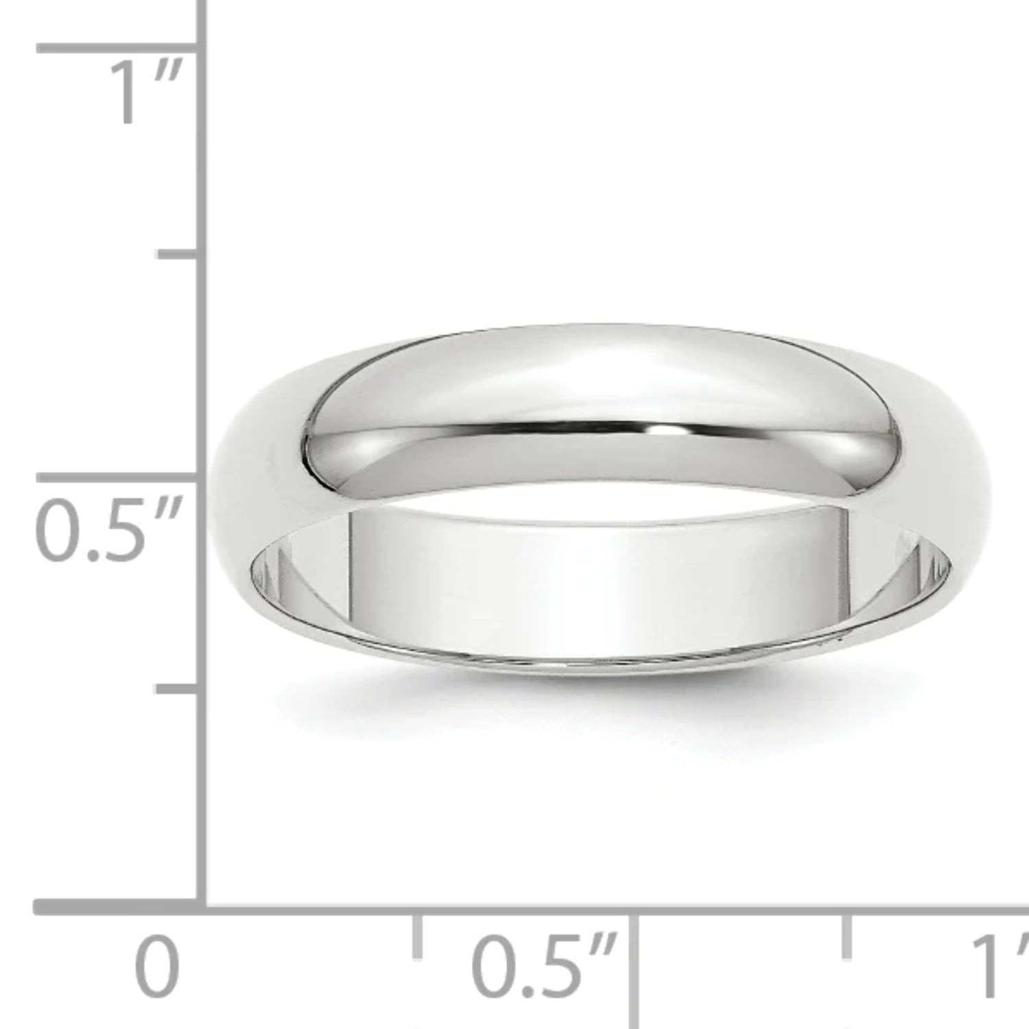 14k White Gold Solid Polished Half Round 5mm Half-Round Band Ring Size 7 Ring for Women and Men