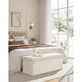 thumbnail image 3 of MAZIE Collection - Storage Ottoman Bench, Foldable Foot Rest, 15 x 43 x 15 Inches, End of Bed Bench, Storage Chest, Load 660 lb, Living Room, Bedroom, Entryway, Cream White ULSF604W01, 3 of 7