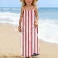 thumbnail image 6 of SBYOJLPB Kids Dress Girls Fashion Cute Stripe Print Back Drawstring Loose Suspender Long Dress Casual Sundress, 6 of 9