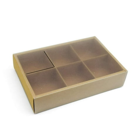 Bakery Divider BBC 6 Cavity Craft Paper Moon cake Box With Clear Lid And Dividers Bakery Gift Packaging 10 Counts (6 Cavity) ()