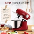thumbnail image 2 of Havato Stand Mixer,12 Speeds Tilt-Head Electric Mixer with 5.3QT Stainless Steel Mixing Bowl,Kitchen Mixer With Egg Whisk, Dough Hook, Beater &Baking Spatula,Red, 2 of 7