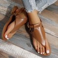 thumbnail image 1 of Sandalias de playa para mujer Sandalias planas con correa de hebilla de color sólido para zapatos de playa de verano, 1 of 3