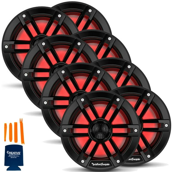 Rockford Fosgate 4 Pair M1-6B M1 Series 6” Color Optix Marine 2-Way System- 75 Watts Rms, 300 Watts Peak, Black Grilles Included