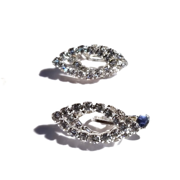 Clip-on Earrings Rhinestone Dangle Silver tone Crystal Earrings 1 inch