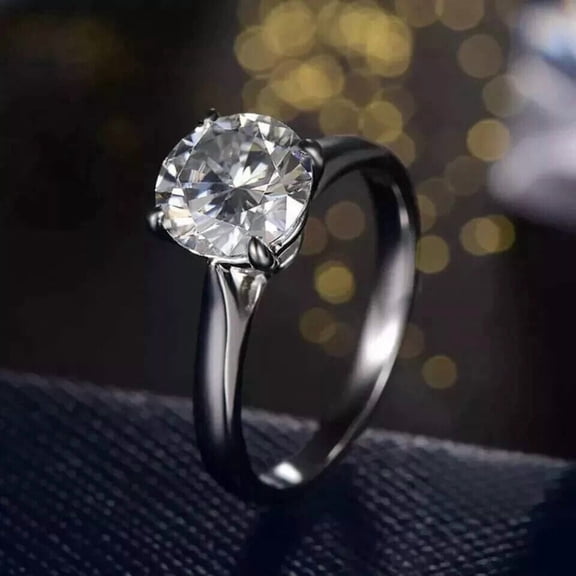 2Ct Lab Created Diamond Round Cut Solitaire Ring 14K White Gold Plated