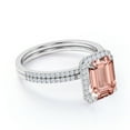 thumbnail image 6 of JeenMata 2 Carat Emerald cut created morganite and Moissanite Bridal Wedding Ring Set with Engagement Ring and Wedding Band in 18k Gold Over Silver, 6 of 6