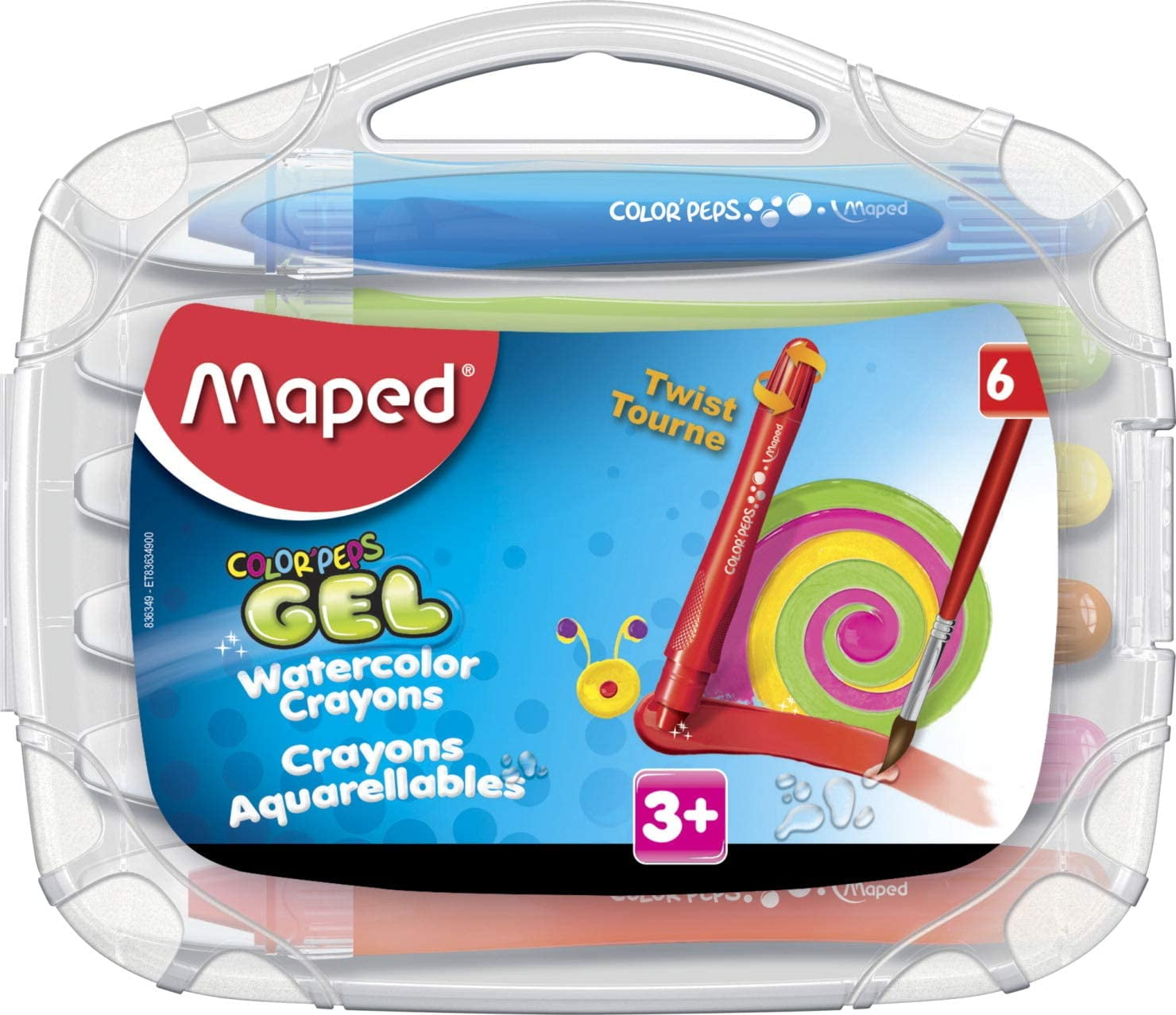 Maped 836349 Color Peps Gel Watercolor Crayons, Assorted Colours, Pack
